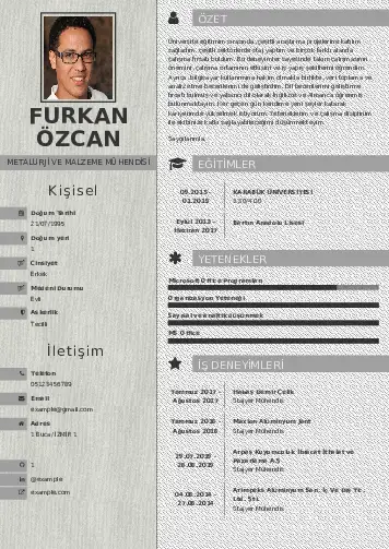 Metalürji Ve Malzeme Mühendisliği Cv Örnekleri cv indir